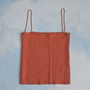 Women's Orange Ribbed Top